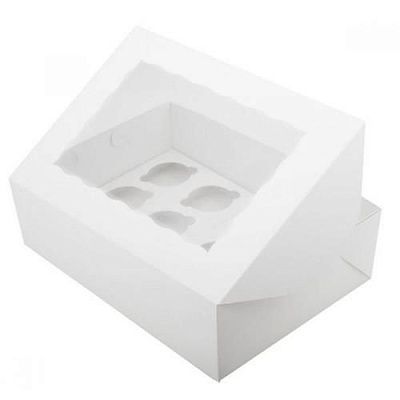 Коробка картонная для капкейков 330х160х110мм для 8 шт. С окном, самосборная цвет Белый (х1/25)